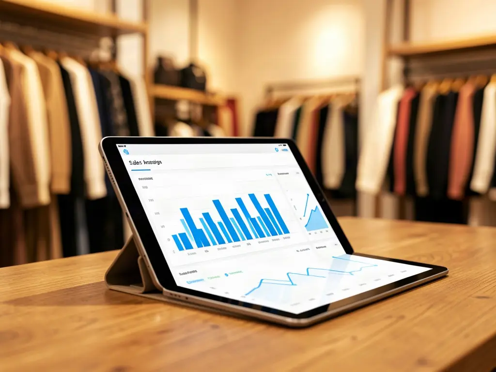 Panel de ventas en la tableta del mostrador