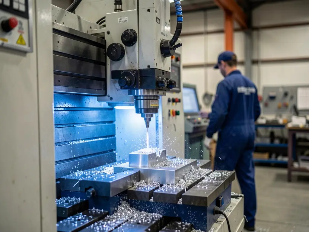 Fresadora CNC mecanizando una pieza